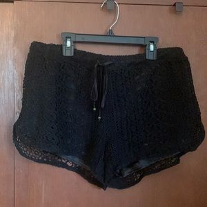Black crochet shorts
